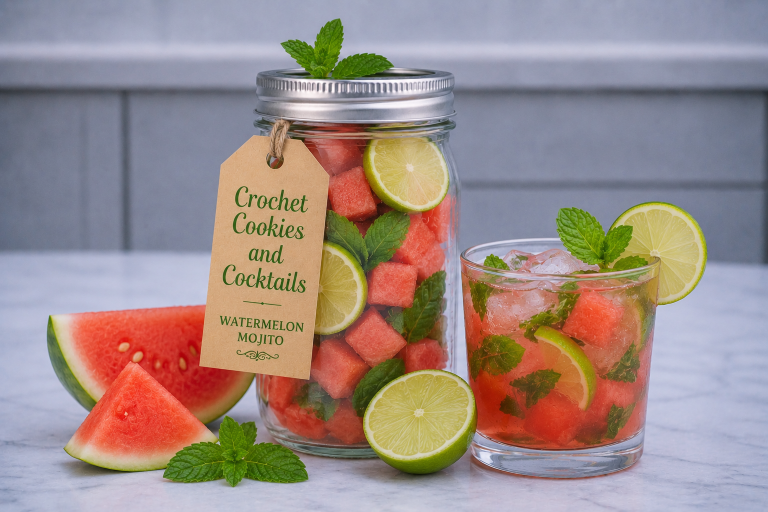 Watermelon Mojito in a Jar